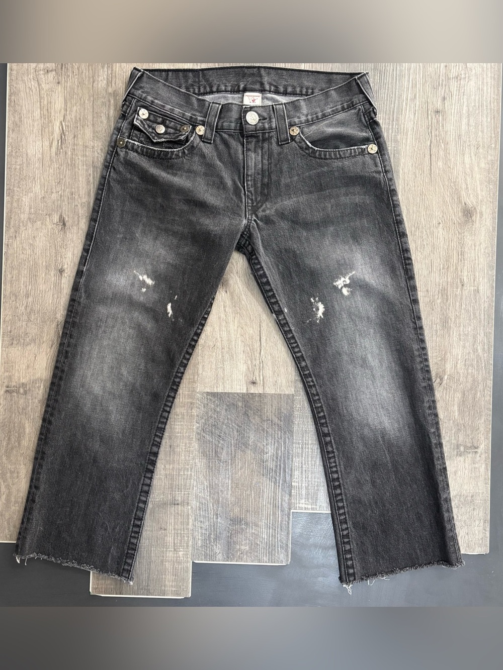 True Religion Men 2000s, Bleach Distressed Straight Jeans W34 X 26, GUC